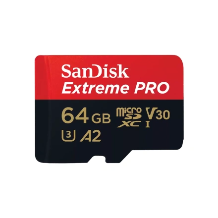 Карта пам'яті SanDisk Extreme Pro microSDXC UHS I 64GB Class A2 V30 + SD адаптер (SDSQXCU-064G-GN6MA)