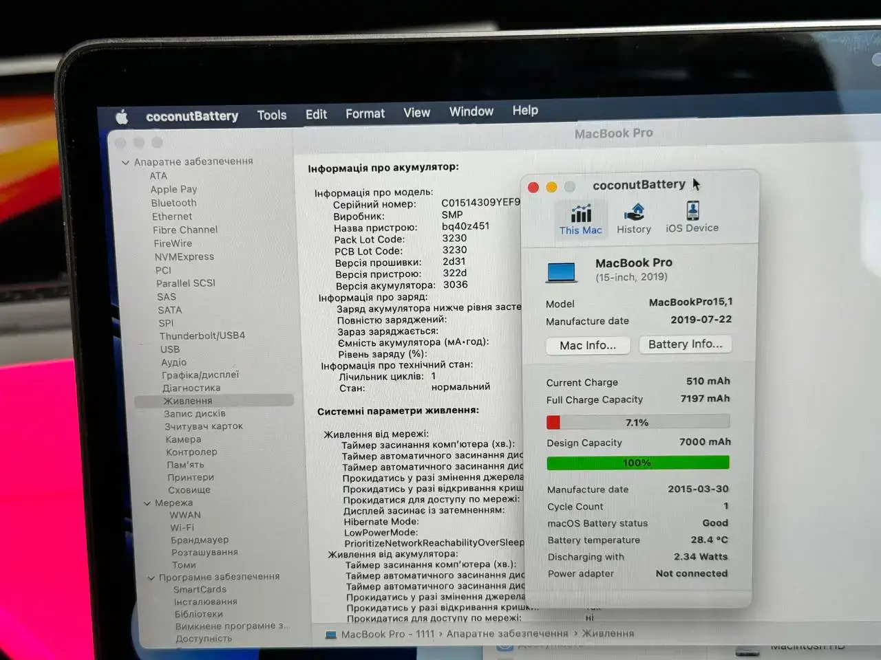 MacBook Pro 15" Space Gray (MR932) 2018 (Состояние - хорошее. Комплект - полный | гарантия - 1 мес.) - Cycle 1