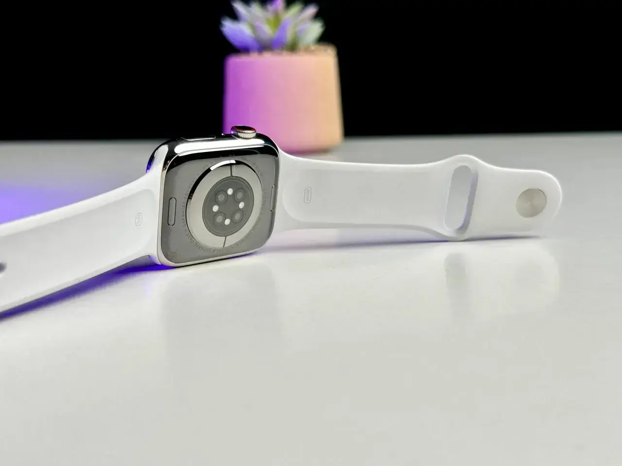 NEW NO BOX Apple Watch Series 8 GPS + Cellular 45mm Silver Stainless Steel Case with White Sport Band - Regular (MNKE3) - Состояние: новый | Аккумулятор: 100% | Комплект: кабель | Гарантія: 1 мес.