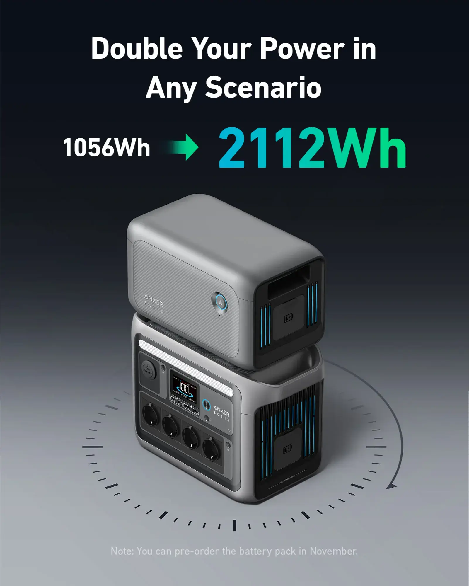 Комплект зарядная станция Anker SOLIX C1000+ Expansion Battery 2112Wh | 1800W