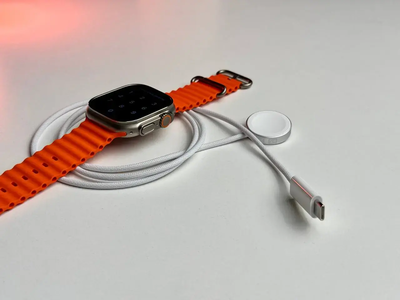 NEW NO BOX Apple Watch Ultra 2 GPS + Cellular 49mm Titanium Case with Orange Ocean Band (MREH3) Состояние: новые | Аккумулятор: 100% | Комплект: без коробки | Гарантія: 12 мес.