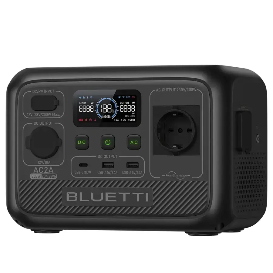 Портативна зарядна станція BLUETTI AC2A Portable Power Station | 300W 204Wh (P-AC2A-EU-GY-BL-010)
