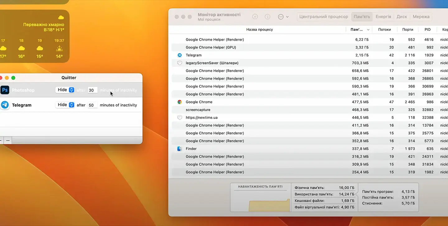 Quitter: программа для большей производительности вашего Mac