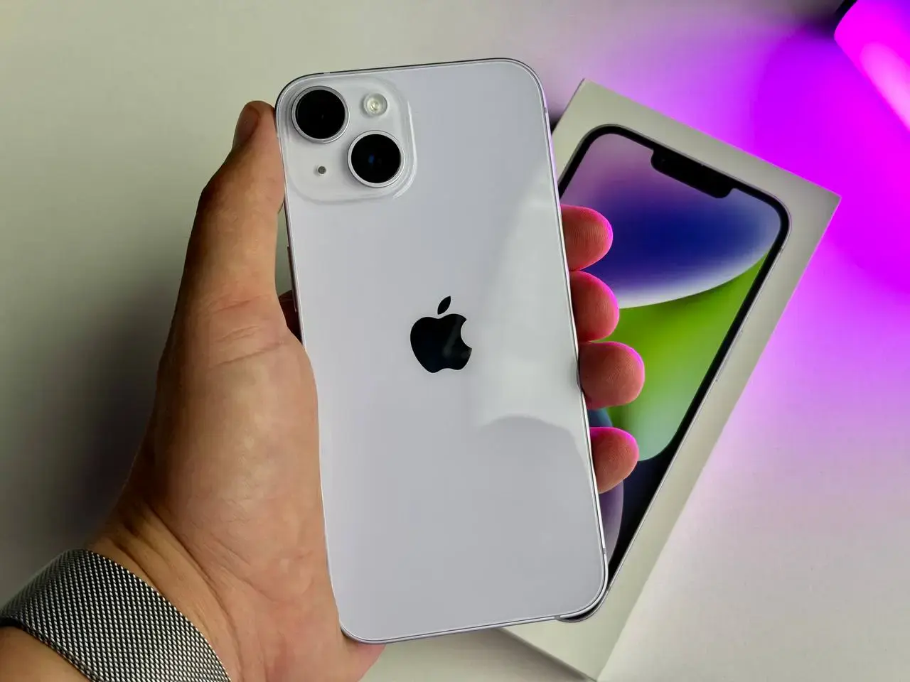 Б/У Apple iPhone 14 128GB Purple (MPV03) - Состояние: идеальный | Аккумулятор: 89% | Комплект: полный | Гарантія: 1 мес.