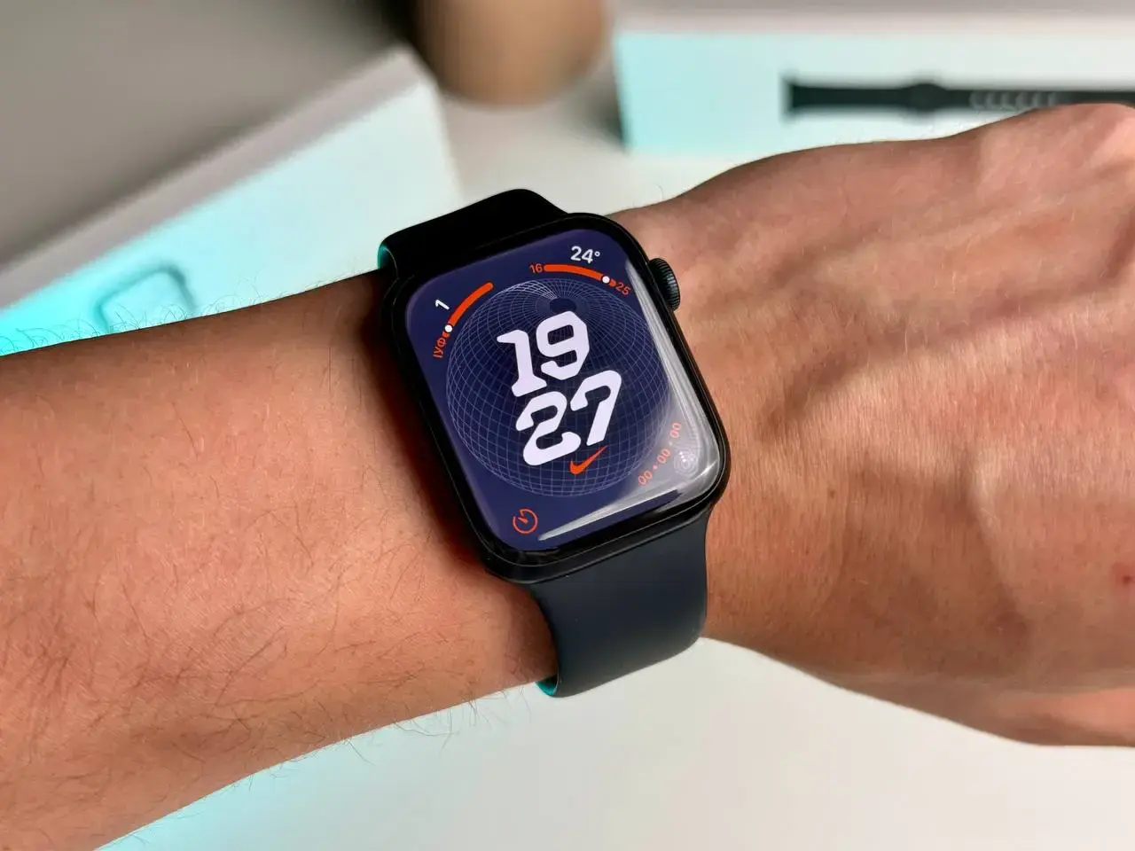ВЖИВАНИЙ Apple Watch Series 7 GPS 45mm Midnight Aluminum Case with Midnight Sport Band (MKN53) - Стан: гарний | Акумулятор: 91% | Комплект: повний | Гарантія: 1 міс.