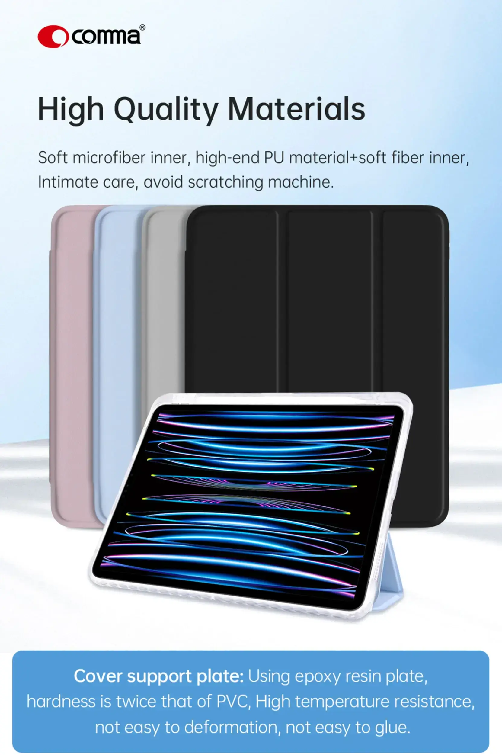 Чохол-книжка Comma Joy Series for iPad Pro 13-inch [M5/M4] - Light Blue