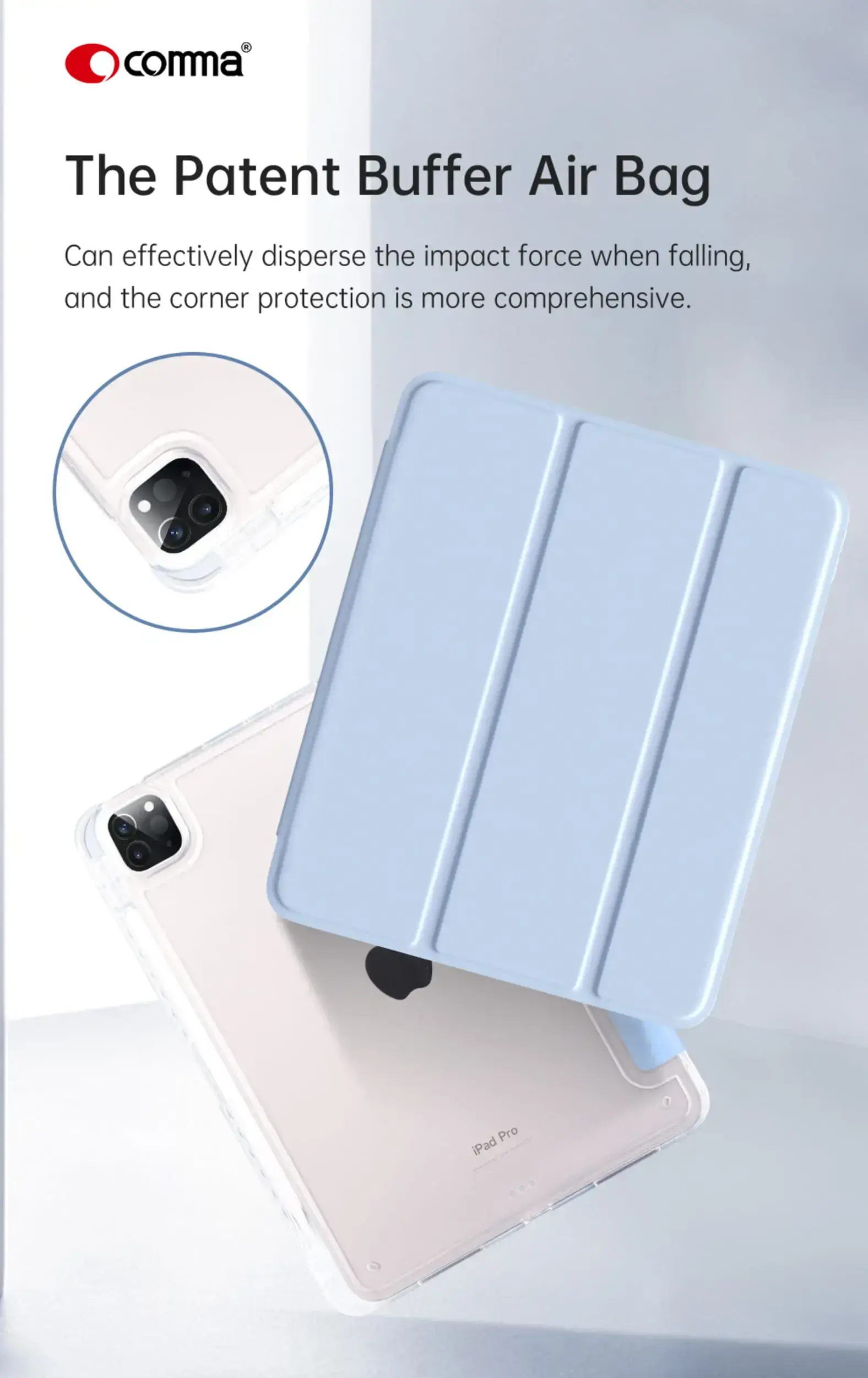 Чохол-книжка Comma Joy Series for iPad Pro 13-inch [M5/M4] - Light Blue