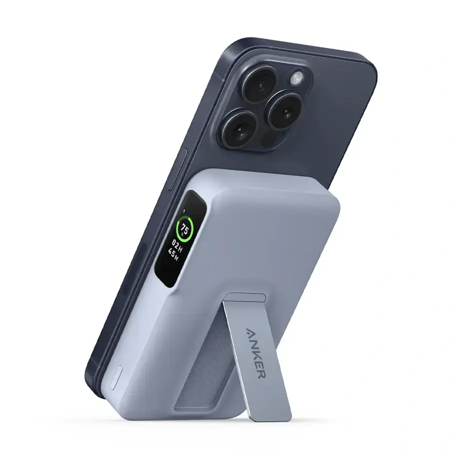 Магнітний павербенк екраном та підставкою Anker MagGo Power Bank 10K 15W Qi2 - Lavender [Blue] (A1654031)