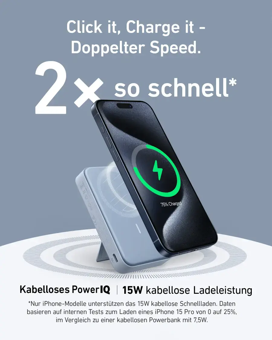 Магнітний павербенк екраном та підставкою Anker MagGo Power Bank 10K 15W Qi2 - Lavender [Blue] (A1654031)