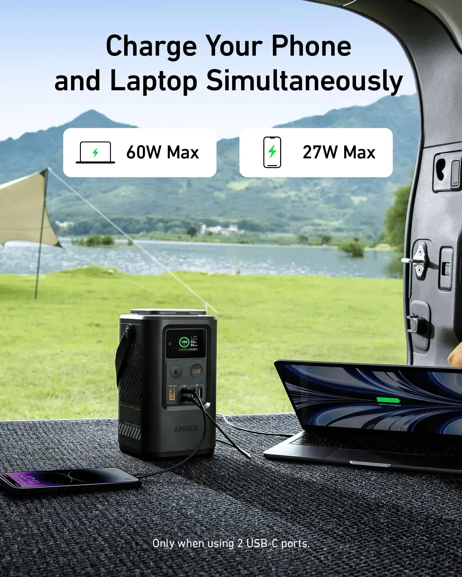 Портативное зарядное устройство с фонарем Anker 548 Power Bank [PowerCore Reserve 192Wh/60000mAh] - Sprout Green