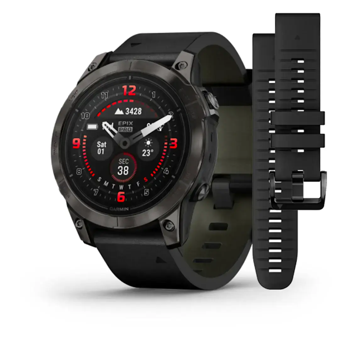 Смарт-часы Garmin Epix Pro (Gen 2) Sapphire Edition | 47 mm Carbon Grey DLC Titanium with Black Leather Band (010-02803-30)