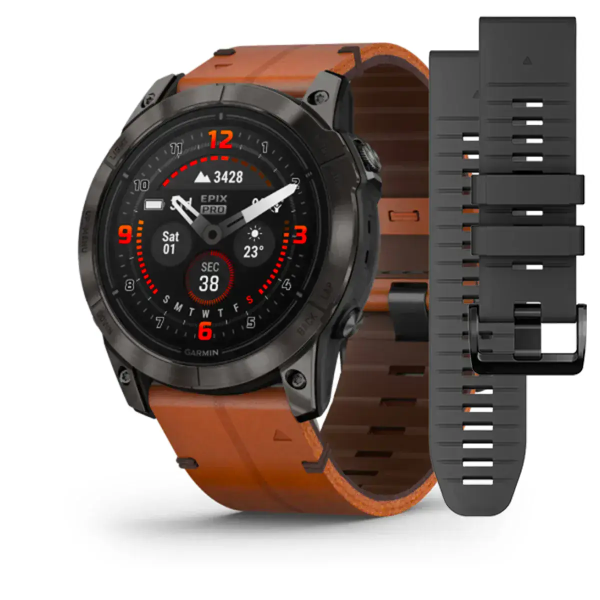 Смарт-часы Garmin Epix Pro (Gen 2) Sapphire Edition | 51 mm Carbon Grey DLC Titanium with Chestnut Leather Band (010-02804-30)