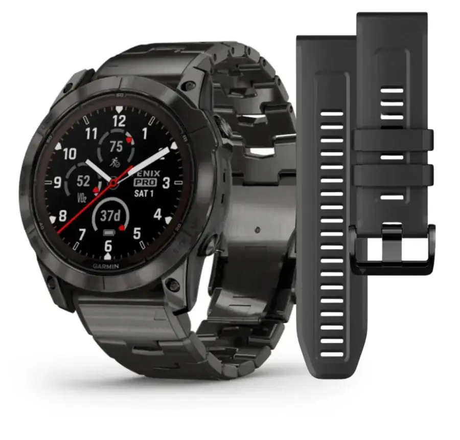 Смарт-годинник Garmin Fenix 7X Pro Sapphire Solar Edition | 51 мм Carbon Gray DLC Titanium with Vented Titanium Bracelet (010-02778-30)