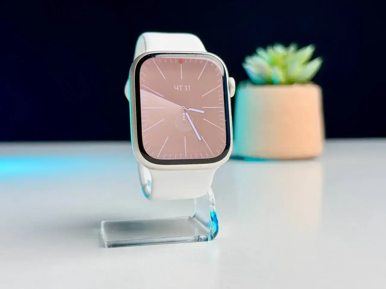 Б/У Apple Watch Series 7 GPS 45mm Starlight Aluminum Case with Starlight Sport Band (MKN63) - Состояние: удовлетворительный | Аккумулятор: 82% | Комплект: без комплекта | Гарантія: 1 мес.