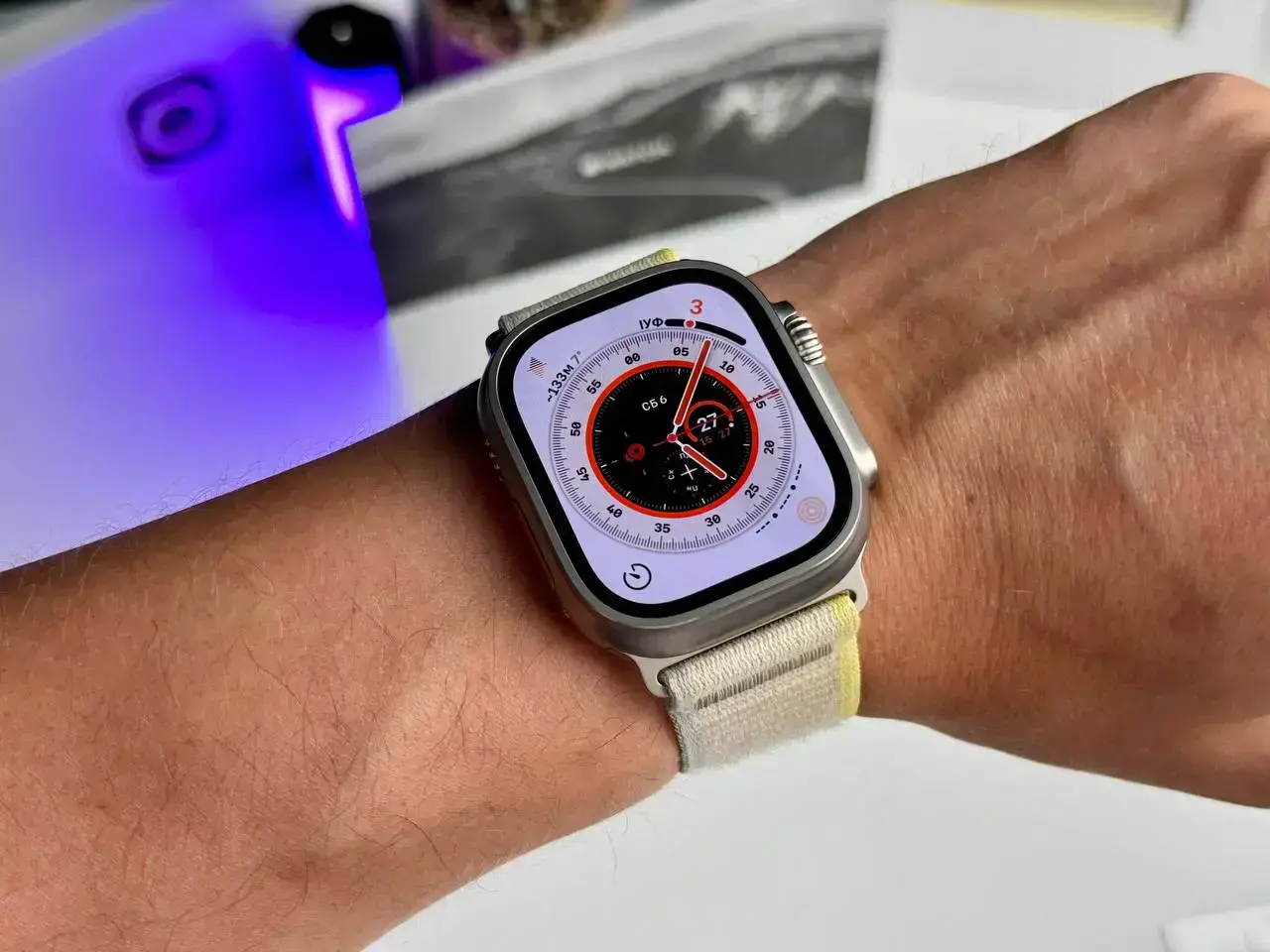 ВЖИВАНИЙ Apple Watch Ultra GPS + Cellular 49mm Titanium Case with Yellow/Beige Trail Loop - S/M (MNHD3, MNHK3) - Стан: ідеальний | Акумулятор: 97% | Комплект: повний | Гарантія: 1 міс.
