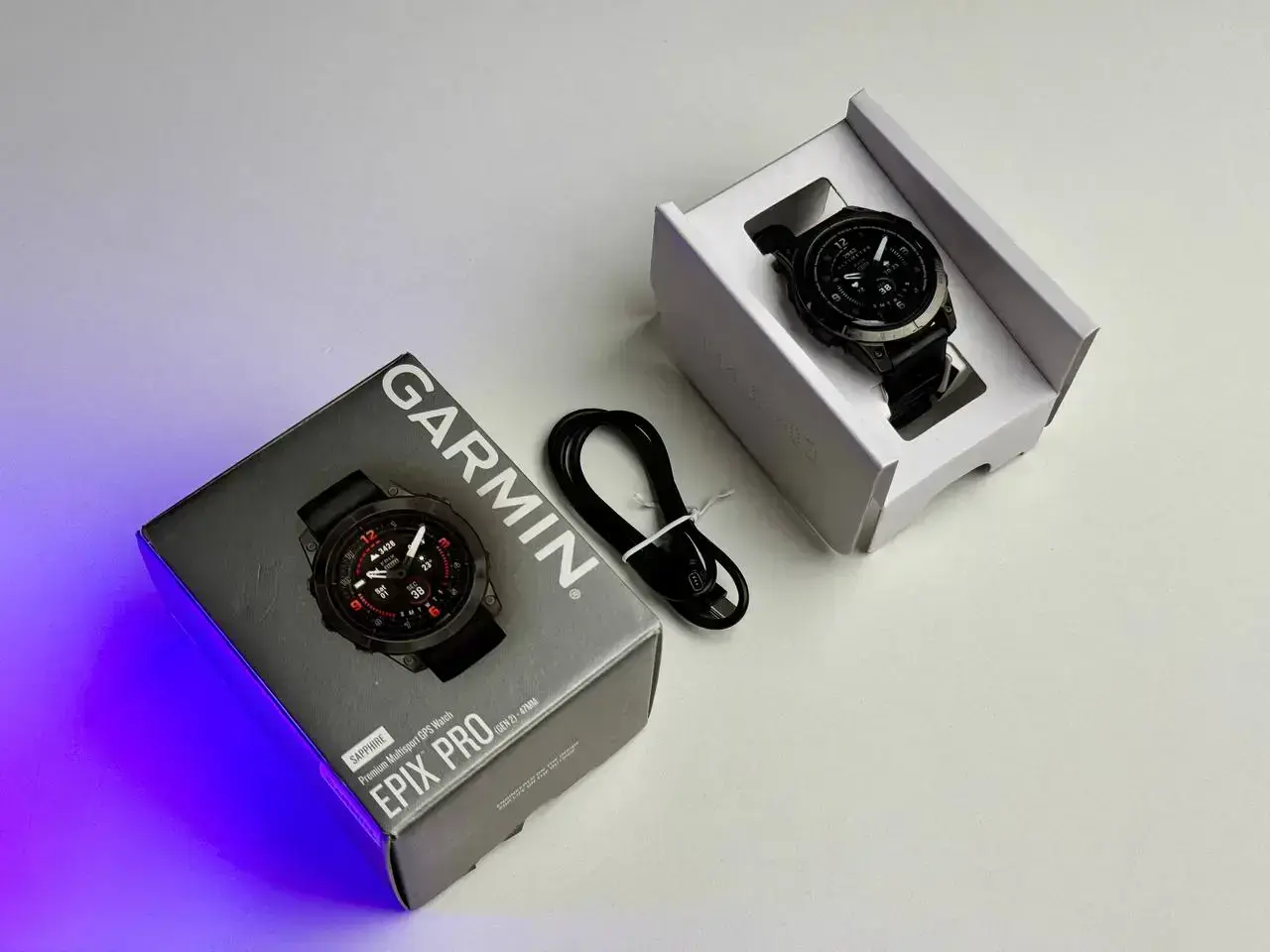 Вітринний Смарт-годинник Garmin Epix Pro (Gen 2) Sapphire Edition | 47 mm Carbon Gray DLC Titanium with Black Band (010-02803-11) - Стан: ідеальний | Комплект: повний