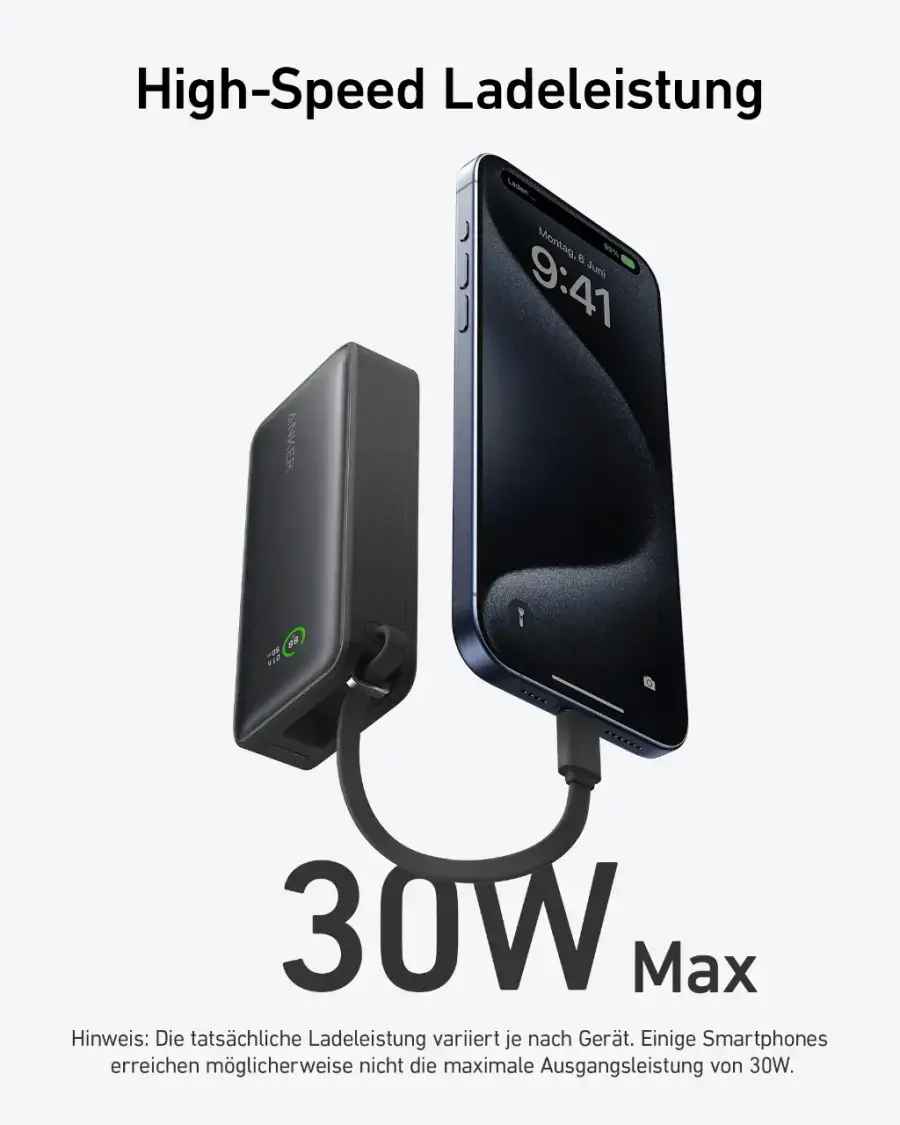 Зовнішній акумулятор (павербанк) Anker Nano Power Bank 30W 10000 mAh - Black (A1259011, A1259H11)