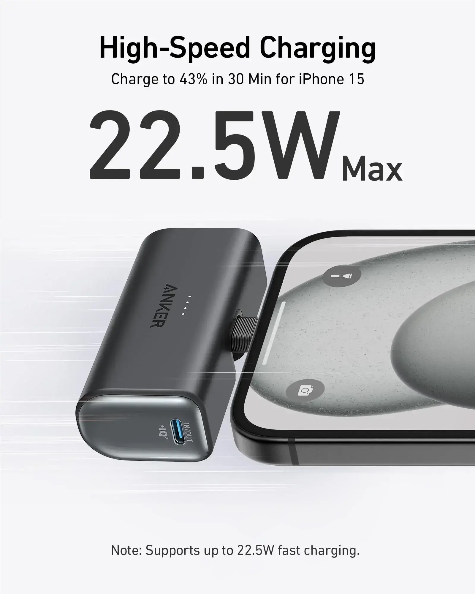 Зовнішній акумулятор (павербанк) Anker Nano з роз’ємом USB-C 22,5W 5000 mAh - Black (A1653011)