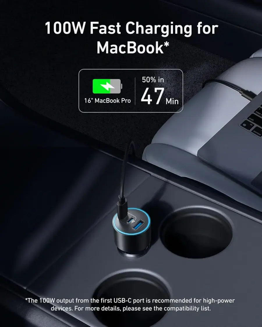 Автомобільний зарядний пристрій Anker USB-C Fast Car 3-Port Charger 167.5W with USB-C Cable (B27370A1)