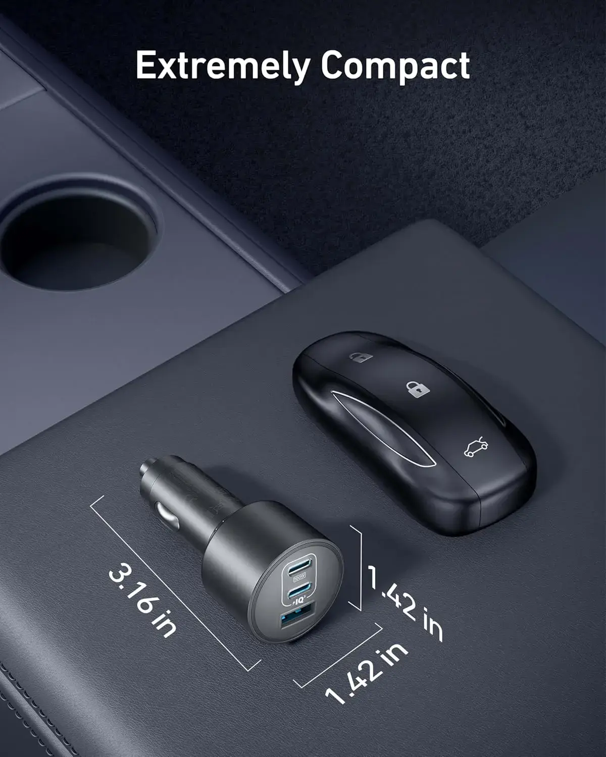 Автомобильное зарядное устройство Anker USB-C Fast Car 3-Port Charger 167.5W с USB-C Cable (B27370A1)