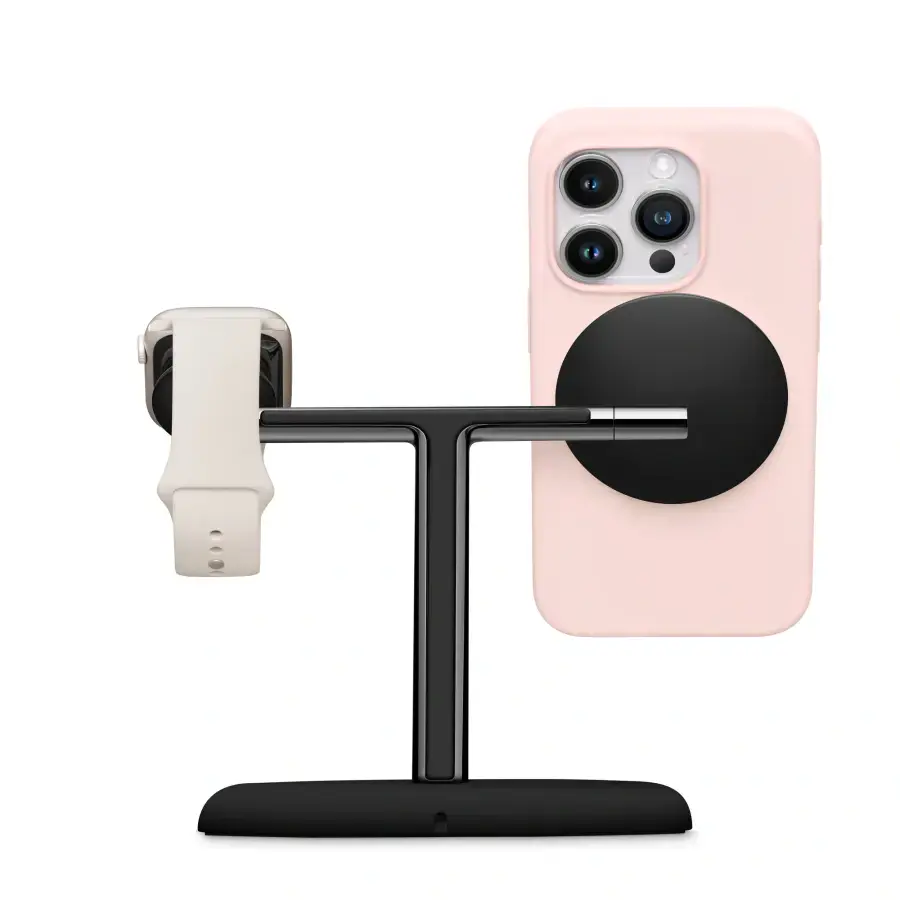 Бездротовий зарядний пристрій Belkin BoostCharge Pro 3-in-1 Magnetic Charging Stand with Qi2 15W - Black (WIZ023ttBK) EU Plug