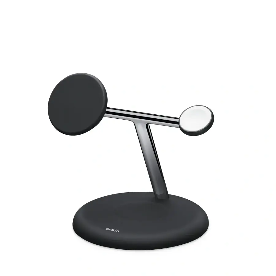 Бездротовий зарядний пристрій Belkin BoostCharge Pro 3-in-1 Magnetic Charging Stand with Qi2 15W - Black (WIZ023ttBK) EU Plug