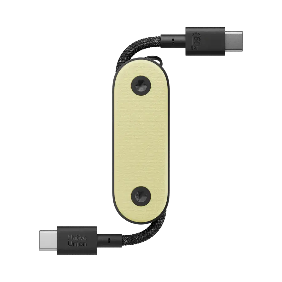 Кишеньковий кабель Native Union Pocket Cable USB-C to USB-C [60W] - Lemon (POCK-C-LMO-NP)