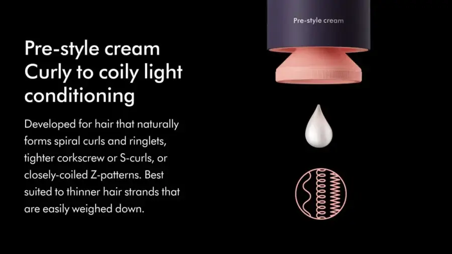 Крем для попередньої укладки кучерявого волосся Dyson Chitosan Pre-style cream Curly to coily light conditioning 100ml (521903-01)