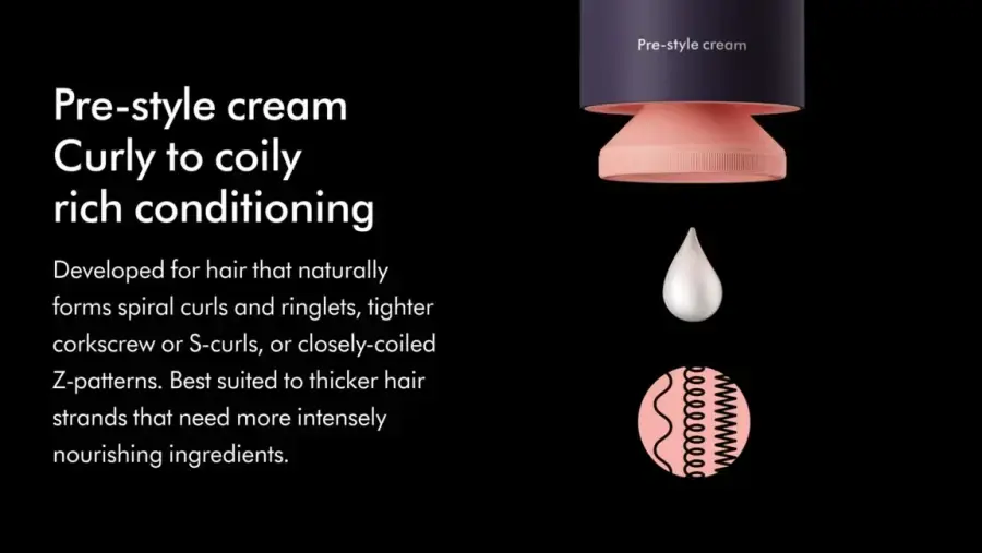 Крем для попередньої укладки кучерявого волосся Dyson Chitosan Pre-style cream Curly to coily rich conditioning 100ml (521912-01)