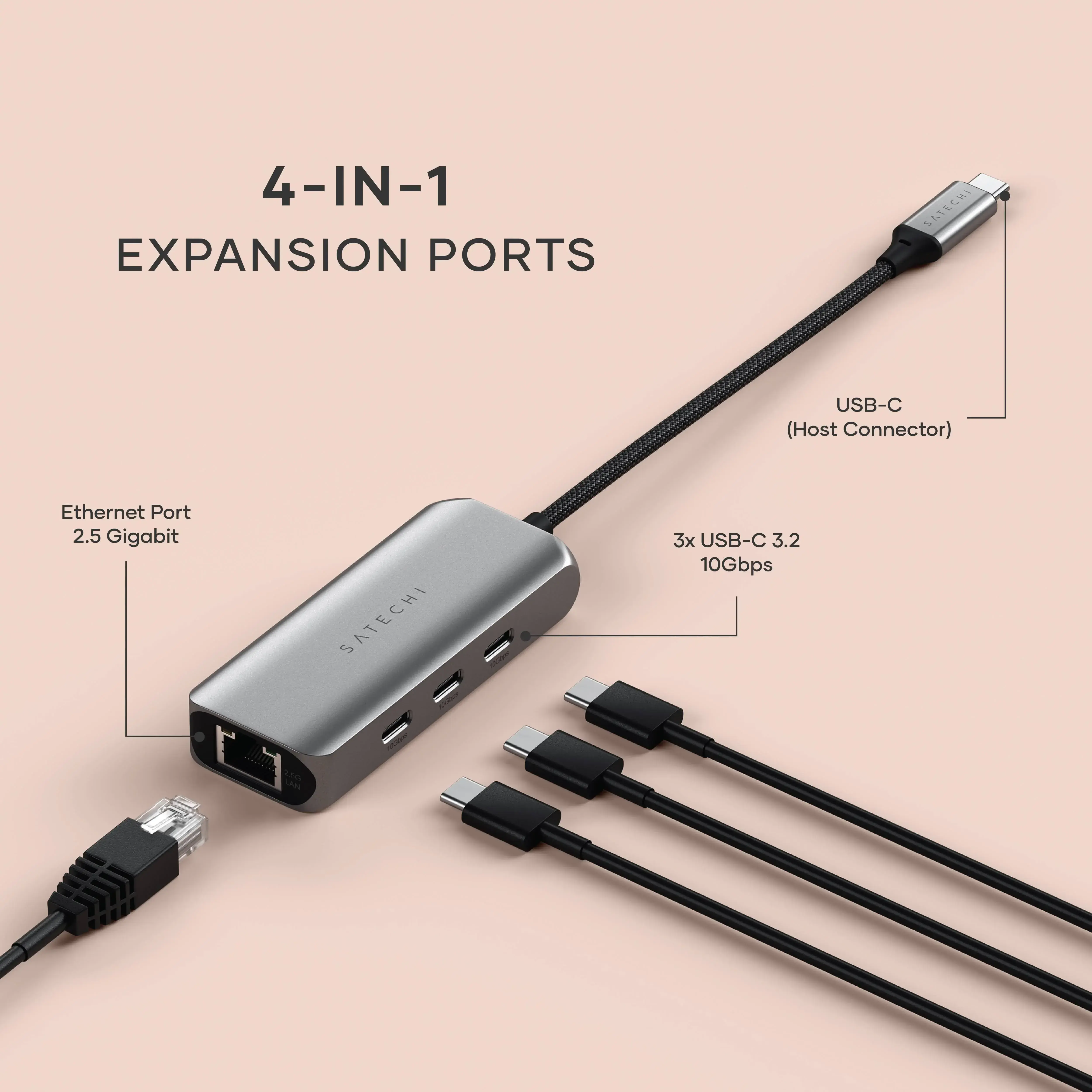 Многопортовый адаптер Satechi 4-In-1 USB-C Hub with 2.5 Gigabit Ethernet (ST-H3C25EM)