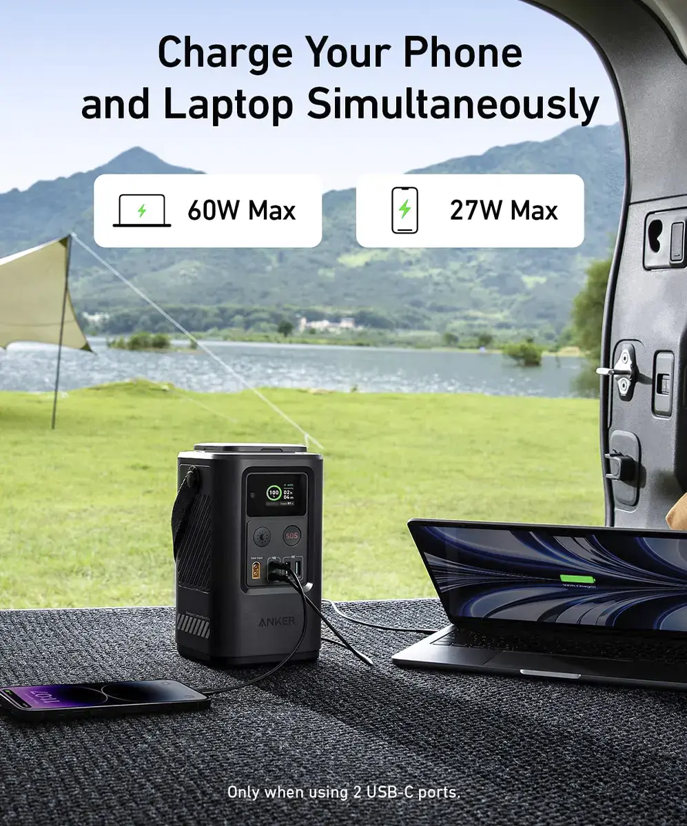 Портативний зарядний пристрій з ліхтариком Anker 548 Power Bank [PowerCore Reserve 192Wh/60000mAh] - Gray (A12940A2)