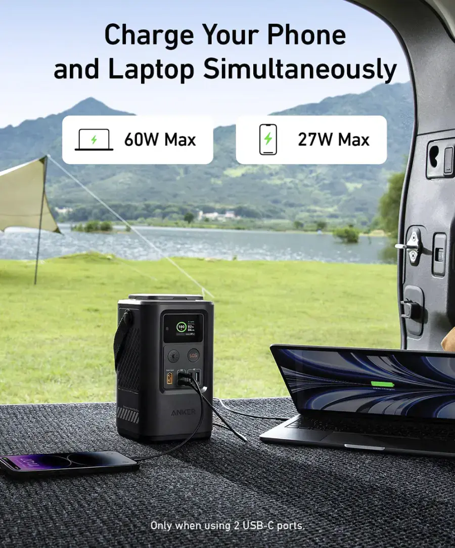 Портативное зарядное устройство с фонариком Anker 548 Power Bank [PowerCore Reserve 192Wh/60000mAh] - Gray (A12940A2, A1294062)