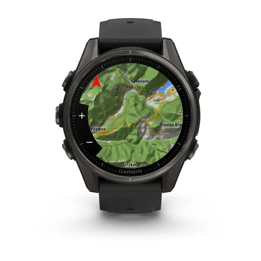 Смарт-годинник Garmin fenix 8 AMOLED 43 mm Sapphire, Carbon Gray DLC Titanium with Black/Pebble Gray Silicone Band (010-02903-20/21)