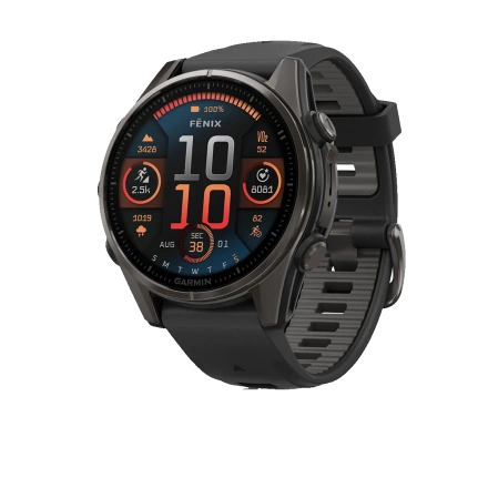 Смарт-часы Garmin fenix 8 AMOLED 43 mm Sapphire, Carbon Gray DLC Titanium with Black/Pebble Gray Silicone Band (010-02903-20/21)