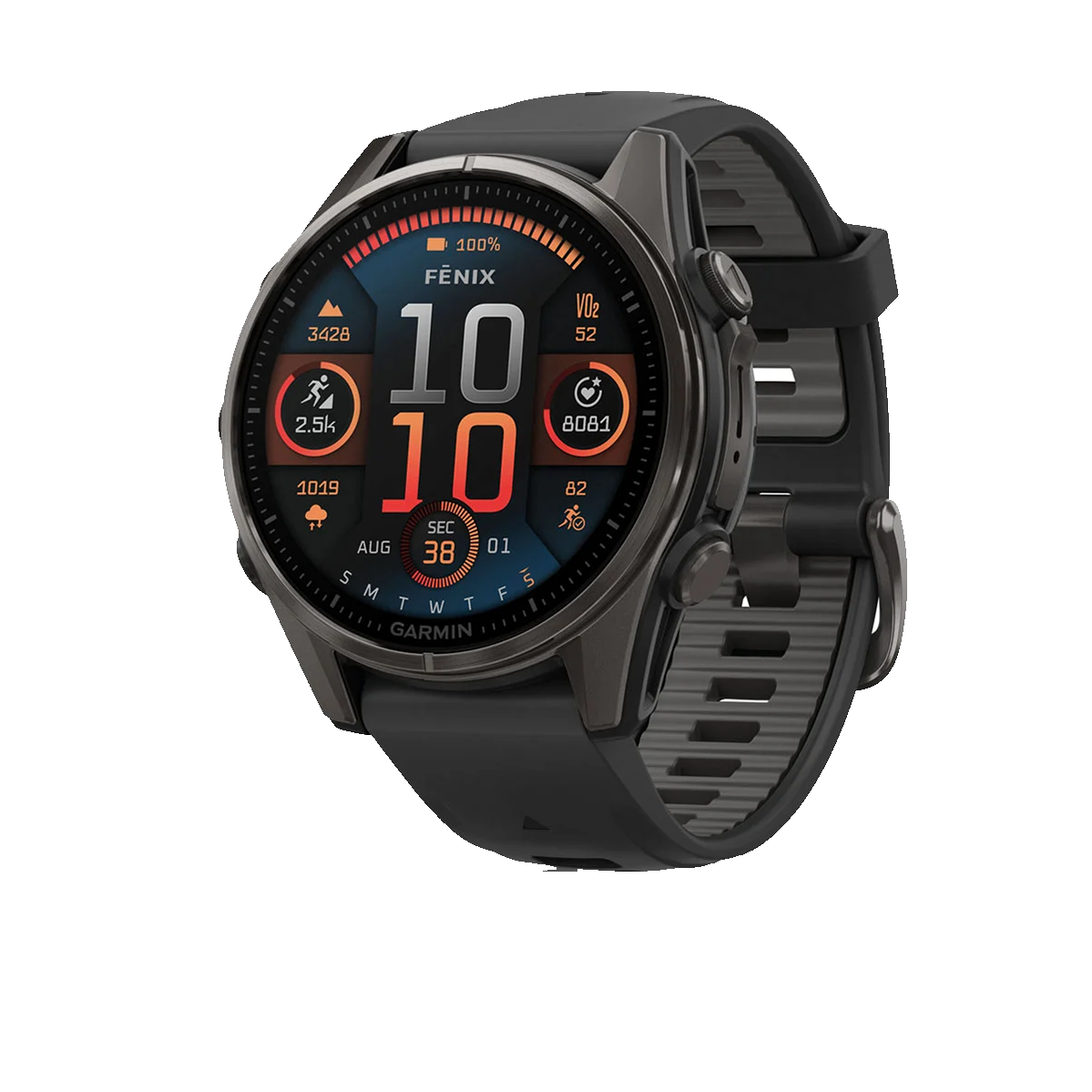 Смарт-годинник Garmin fenix 8 AMOLED 43 mm Sapphire, Carbon Gray DLC Titanium with Black/Pebble Gray Silicone Band (010-02903-20/21)