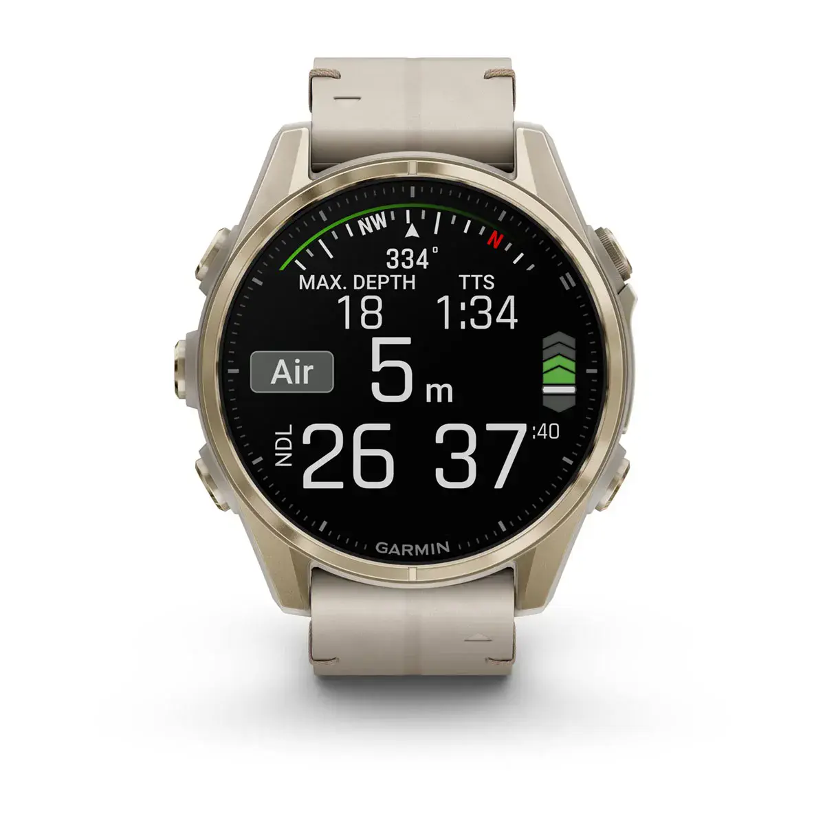 Смарт-годинник Garmin fenix 8 AMOLED 43 mm Sapphire, Mist Grey/Soft Gold with QuickFit Leather Strap 20 mm Limestone (010-02903-40)