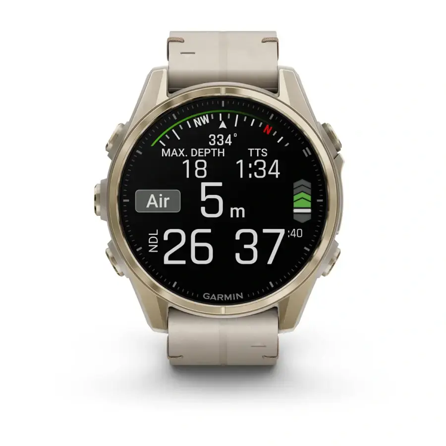 Смарт-годинник Garmin fenix 8 AMOLED 43 mm Sapphire, Mist Grey/Soft Gold with QuickFit Leather Strap 20 mm Limestone (010-02903-40)