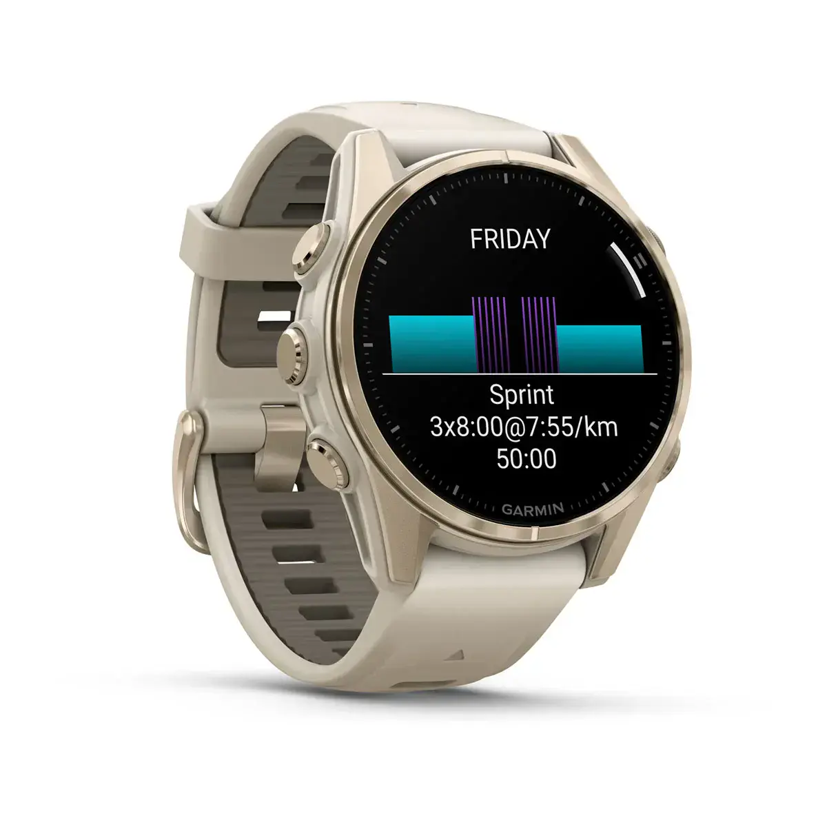 Смарт-годинник Garmin fenix 8 AMOLED 43 mm Sapphire, Soft Gold with Fog Gray/Dark Sandstone Silicone Band (010-02903-10/11)