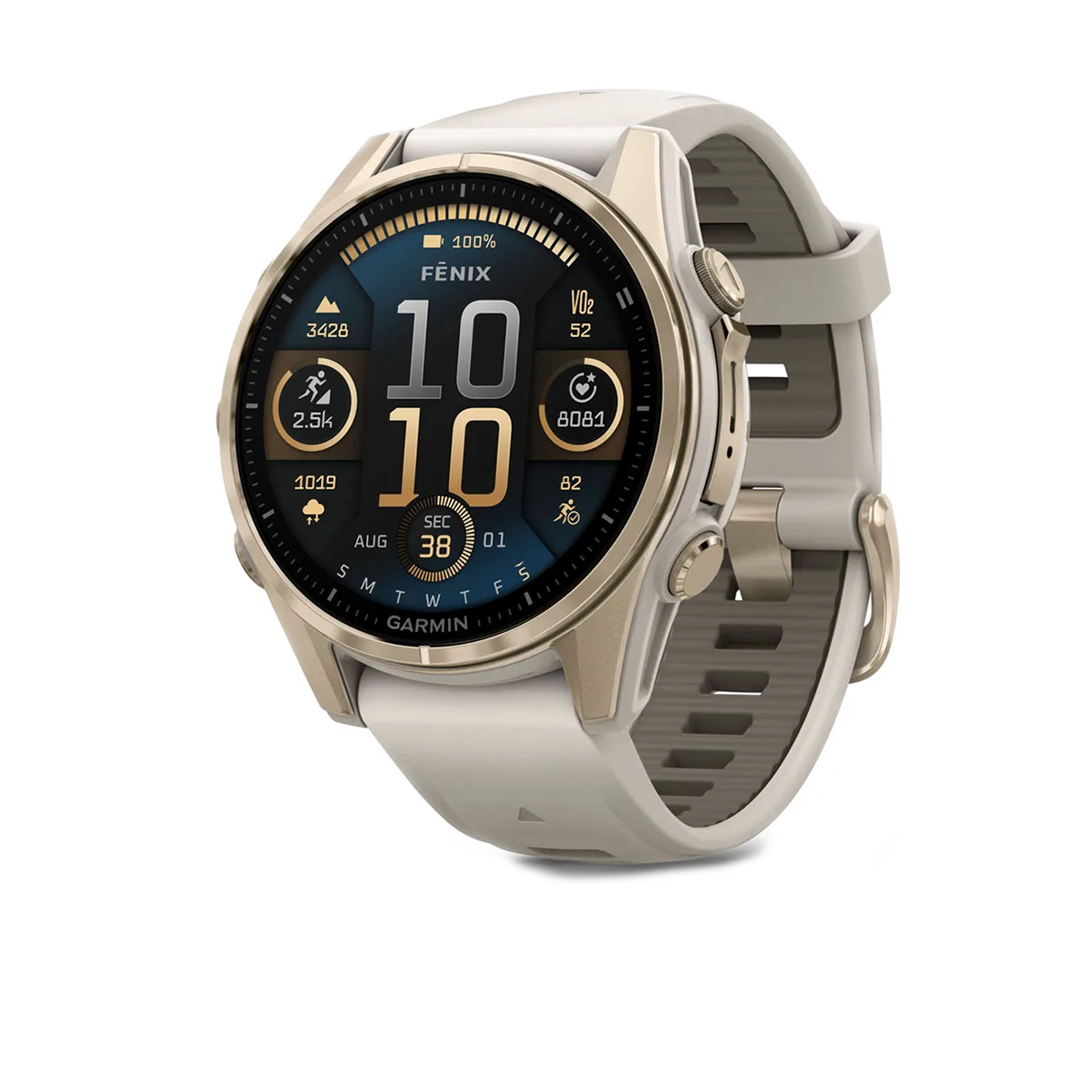 Смарт-годинник Garmin fenix 8 AMOLED 43 mm Sapphire, Soft Gold with Fog Gray/Dark Sandstone Silicone Band (010-02903-10/11)