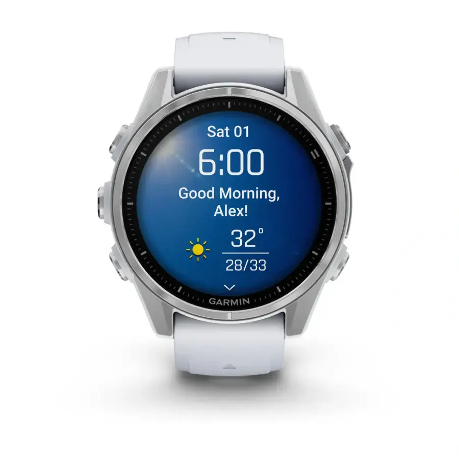 Смарт-годинник Garmin fenix 8 AMOLED 43 mm Silver with Whitestone Silicone Band (010-02903-00)