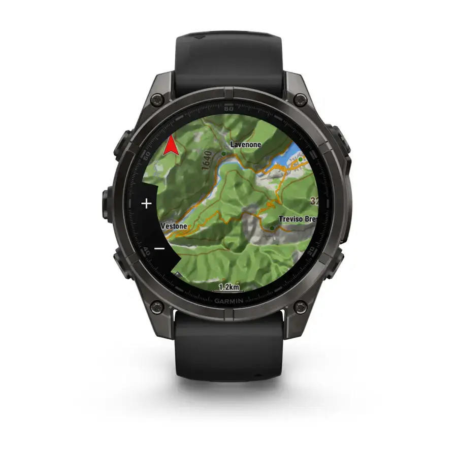 Смарт-годинник Garmin fenix 8 AMOLED 47 mm Sapphire, Carbon Gray DLC Titanium with Black/Pebble Gray Silicone Band (010-02904-20/21)