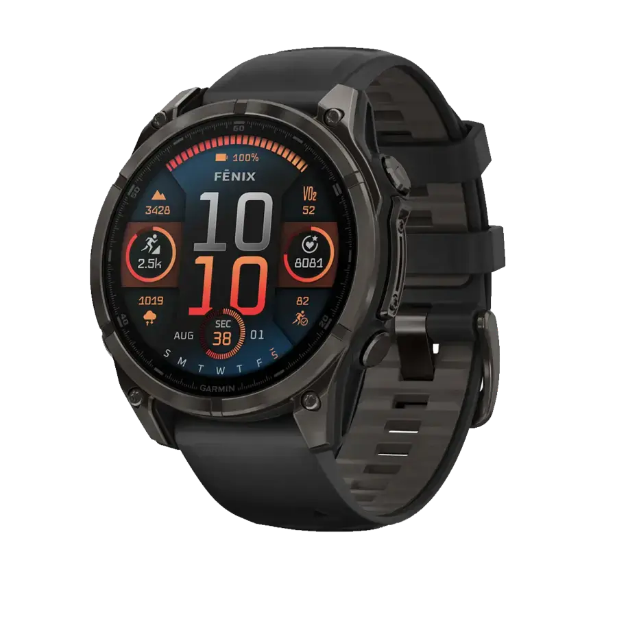 Смарт-годинник Garmin fenix 8 AMOLED 47 mm Sapphire, Carbon Gray DLC Titanium with Black/Pebble Gray Silicone Band (010-02904-20/21)