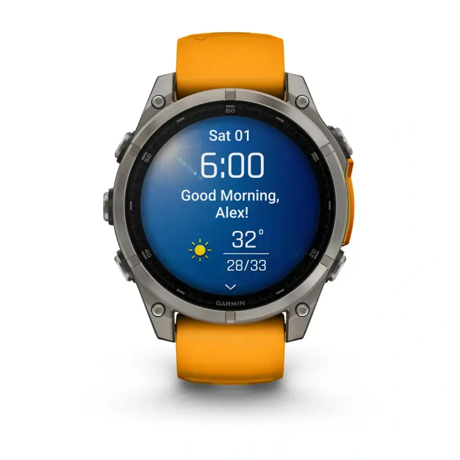Смарт-часы Garmin fenix 8 AMOLED 47 mm Sapphire, Titanium with Spark Orange/Graphite Silicone Band (010-02904-10/11)