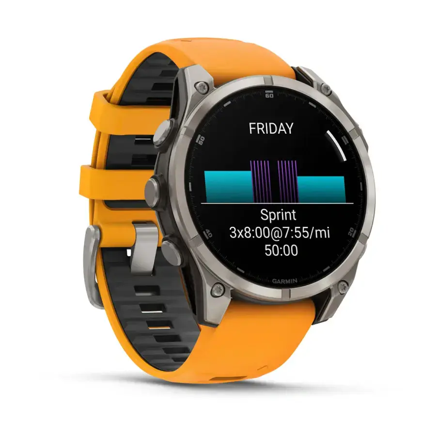 Смарт-часы Garmin fenix 8 AMOLED 47 mm Sapphire, Titanium with Spark Orange/Graphite Silicone Band (010-02904-10/11)