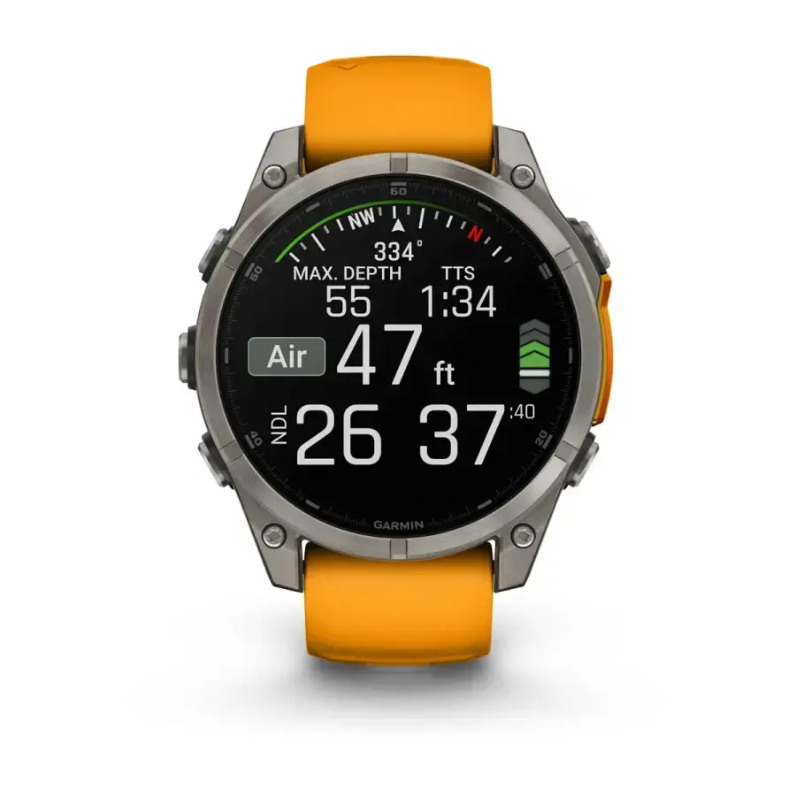 Смарт-часы Garmin fenix 8 AMOLED 47 mm Sapphire, Titanium with Spark Orange/Graphite Silicone Band (010-02904-10/11)