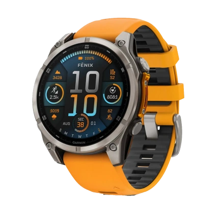 Смарт-часы Garmin fenix 8 AMOLED 47 mm Sapphire, Titanium with Spark Orange/Graphite Silicone Band (010-02904-10/11)