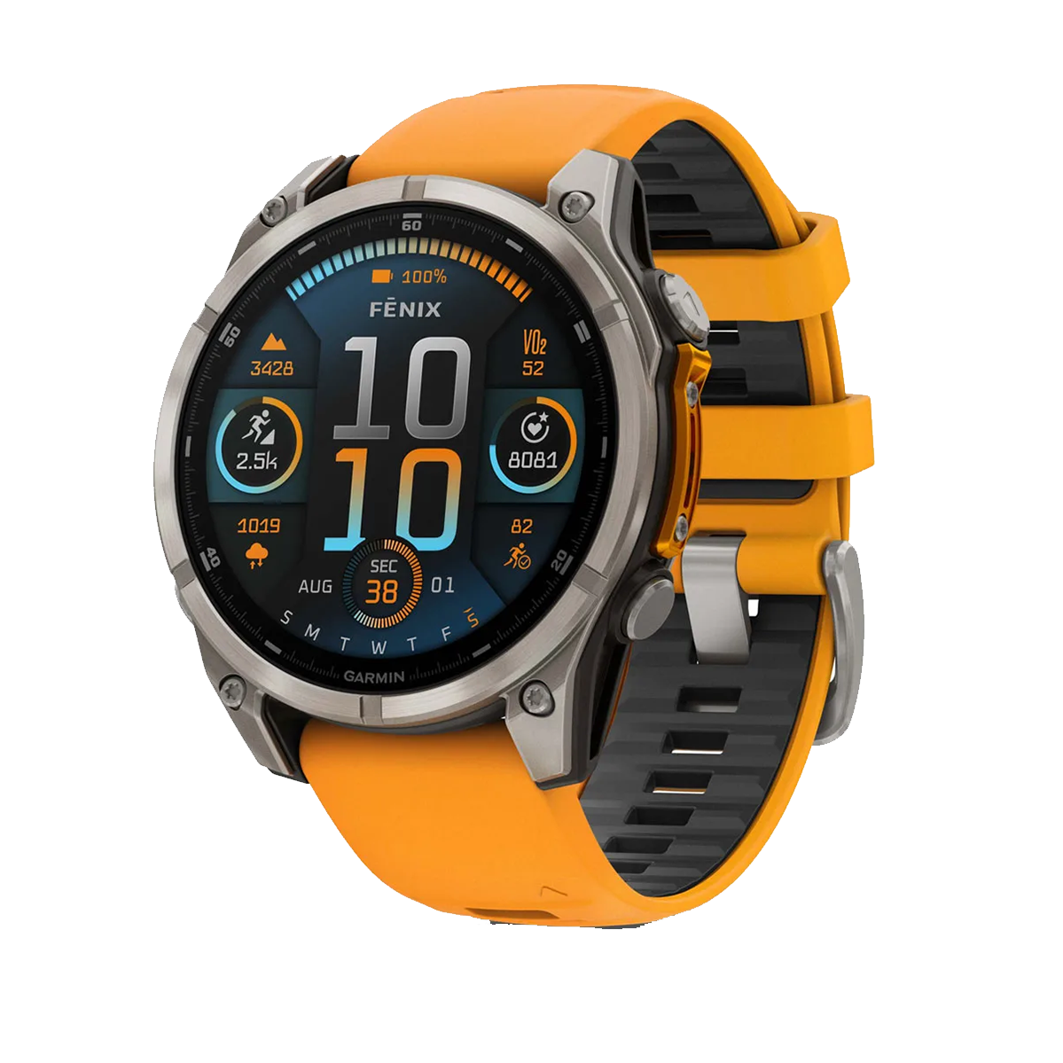 Смарт-часы Garmin fenix 8 AMOLED 47 mm Sapphire, Titanium with Spark Orange/Graphite Silicone Band (010-02904-10/11)