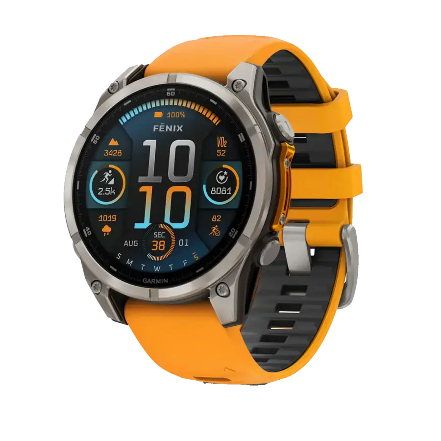 Смарт-часы Garmin fenix 8 AMOLED 47 mm Sapphire, Titanium with Spark Orange/Graphite Silicone Band (010-02904-10/11)