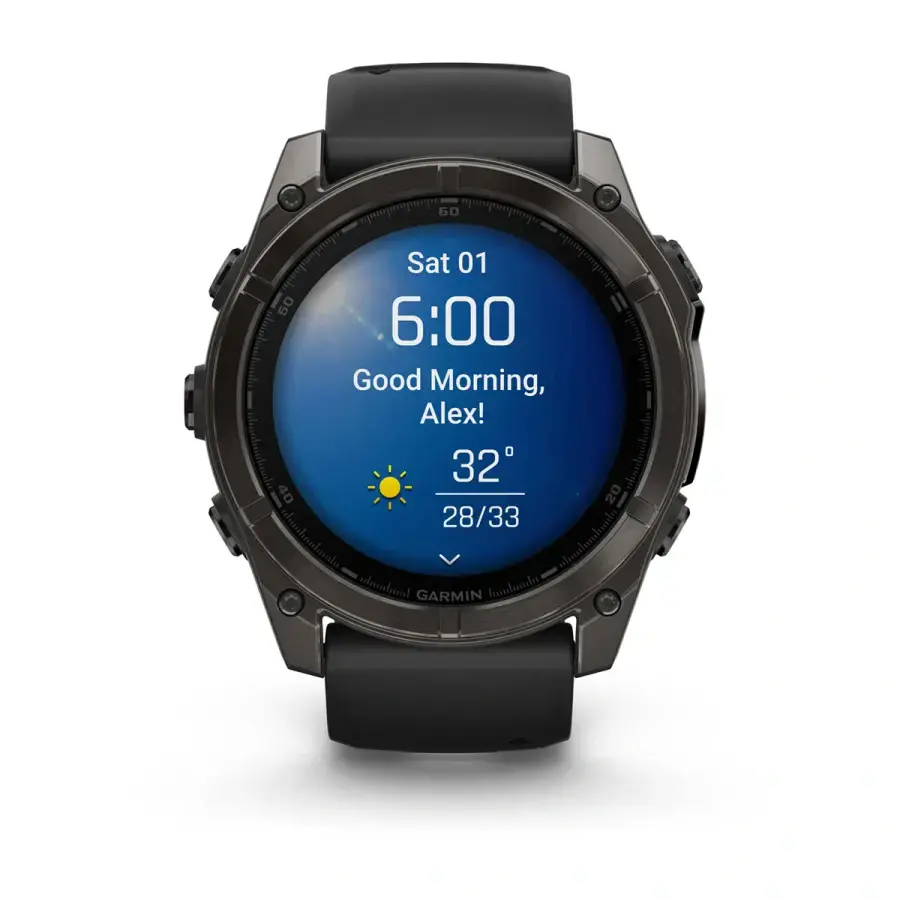 Смарт-часы Garmin fenix 8 AMOLED 51 mm Sapphire, Carbon Gray DLC Titanium with Black/Pebble Gray Silicone Band (010-02905-20/21)