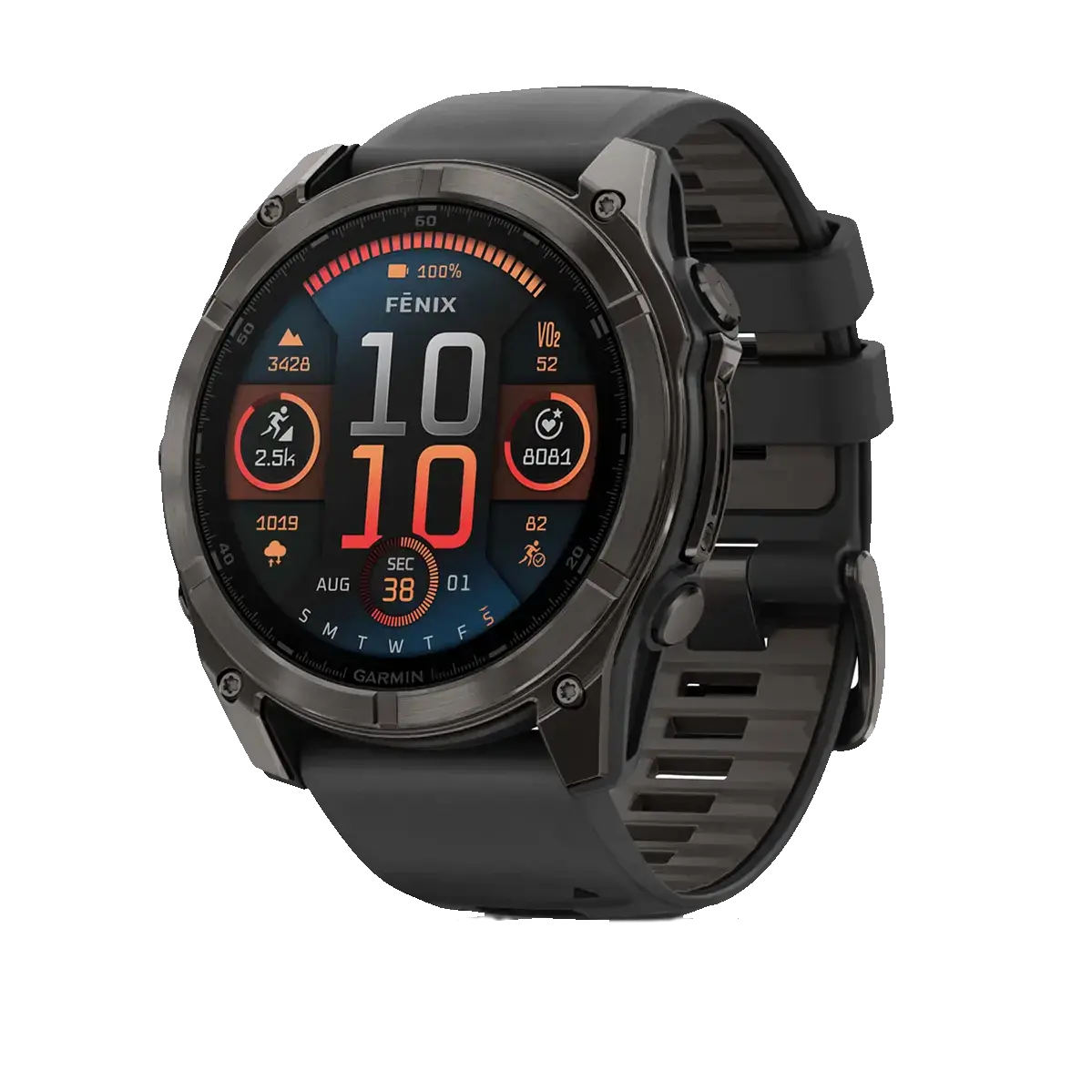Смарт-годинник Garmin fenix 8 AMOLED 51 mm Sapphire, Carbon Gray DLC Titanium with Black/Pebble Gray Silicone Band (010-02905-20/21)